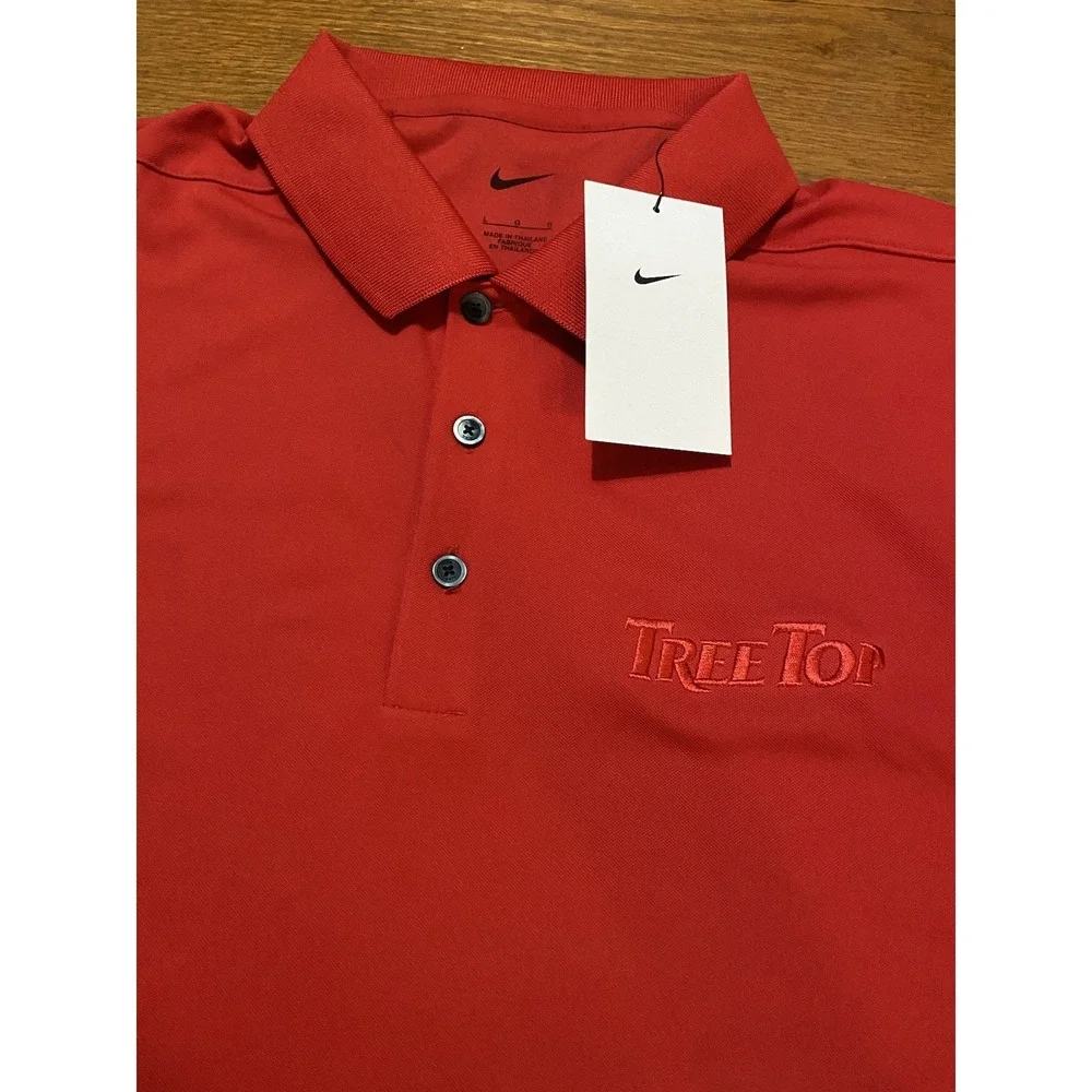 NEW NWat Nike Dri-Fit Red Polo Shirt Tree‎ Top Men's Large L Brand New $80